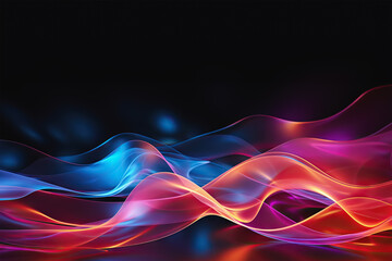 Generative AI Illustration of Sublime Neon Light Waves Creating an Abstract Mood Lighting Background