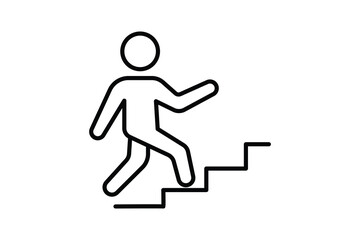 Success stairs up Icon. People go up stairs. icon related to career, business climb, success. Line icon style design. Simple vector design editable