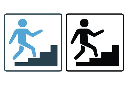Success stairs up Icon. People go up stairs. icon related to career, business climb, success. Solid icon style design. Simple vector design editable