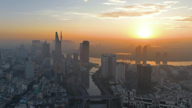 Sunset hyper lapse in Ho chi Minh City, Viet Nam
