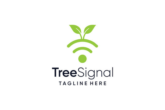 Leaf wifi signal logo design vector