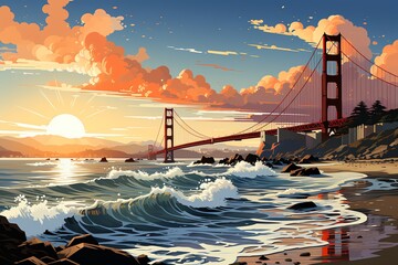 San Francisco cityscape pop art - obrazy, fototapety, plakaty