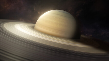 Saturn Planet In The Space Closeup
