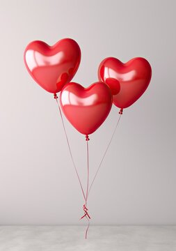 Against a vibrant red background, a cluster of heart-shaped balloons symbolizes the joy and love of valentine's day