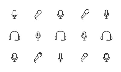 マイクのアイコンセット/音声/音声認識/イラスト/ベクター