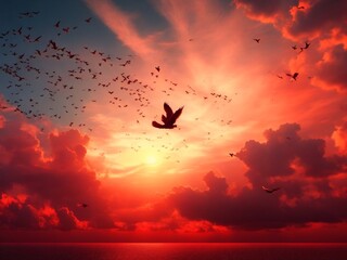 sunset in the clouds, Generative Ai