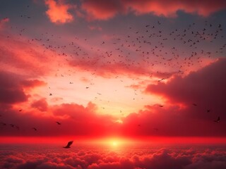 sunset in the clouds, Generative Ai
