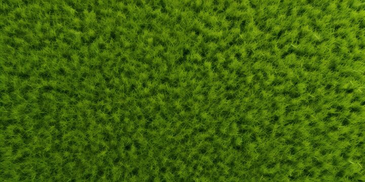 Wide format background image of green carpet of neatly trimmed grass. Beautiful grass texture on bright green mowed lawn, field, grassplot in nature