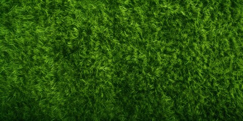 Fototapeta premium Wide format background image of green carpet of neatly trimmed grass. Beautiful grass texture on bright green mowed lawn, field, grassplot in nature