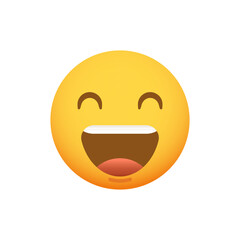 Emoticon smiley with a huge smile on his face. Vector emoji yellow icon