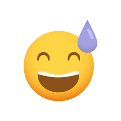 Awkward nervous emoticon with an embarrassed smile. Vector emoji smiley yellow icon