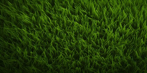 Wide format background image of green carpet of neatly trimmed grass. Beautiful grass texture on bright green mowed lawn, field, grassplot in nature