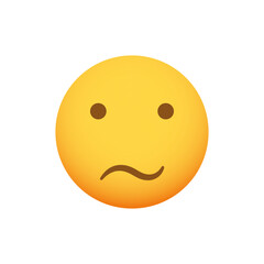 Confused and disoriented emoticon. Vector emoji smiley icon illustration