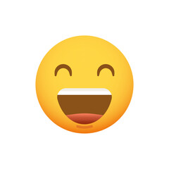 Emoticon smiley with a huge smile on his face. Vector emoji yellow icon