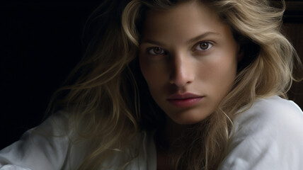 Naklejka premium A Studio Portrait of A Beautiful Young Fashion Model with Blond Hair