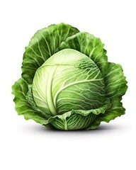 Obraz premium An isolated white cabbage vegetable. (Illustration, Generative AI)