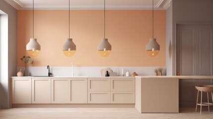 a kitchen with white wall in empty room in the scandinavian style generative ai