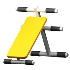 Sit up bench 3d gym fitness icon