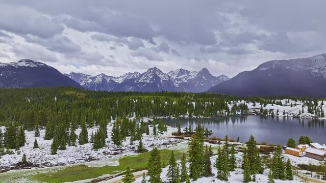 Drone flyover of Molas Lake in Silverton, Colorado.