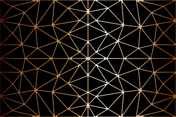 Mosaic of tile pattern. Design triangle line gold on black background. Design print for illustration, texture, textile, wallpaper, background. Set 5
