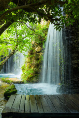 Waterfall and small bridge in Chiang Mai province