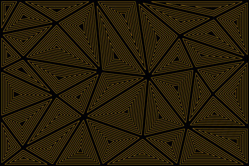 Mosaic of tile pattern. Design triangle line gold on black background. Design print for illustration, texture, textile, wallpaper, background. Set 8
