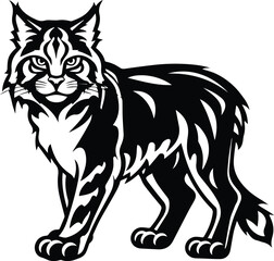 Fototapeta na wymiar Bobcat Logo Monochrome Design Style