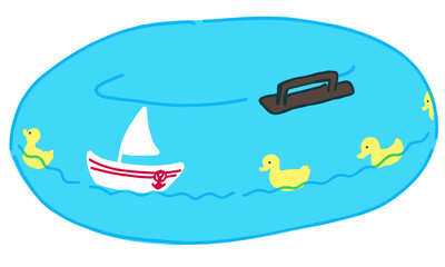 Blue swim tube little ducks pattern