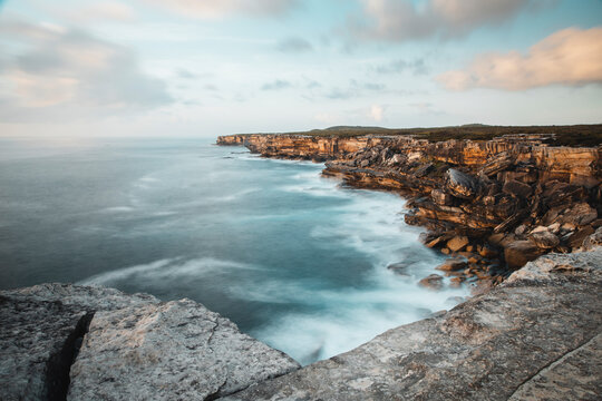 Sunrise oceanside cliffs long exposure landscape 