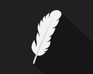 Drawing of feather on black background
