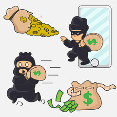 Illustration Vector Graphic Of Be Carefull for digital theft and waste of money Good For warning attention Illustration Cartoon