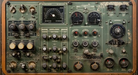 Vintage Equipment Control Panel. Generative AI