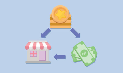 Lending of funds icon vector.on blue background