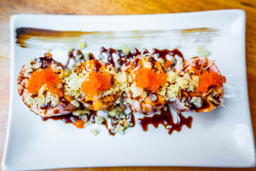 salmon roll sushi in Japanese restaurant, Japanese Food
