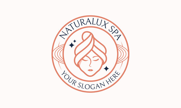 Beauty spa salon emblem outline logo vector design