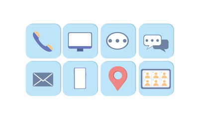 Contact us icons on white background