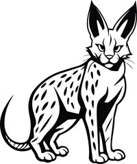 Fototapeta na wymiar Serval Cat Logo Monochrome Design Style