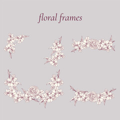 Floral Frames Line Art