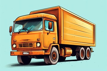 A modern truck, cartoon. Generative AI.