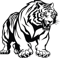 Fototapeta na wymiar Tiger Logo Monochrome Design Style