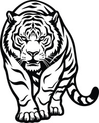 Fototapeta na wymiar Tiger Mascot Logo Monochrome Design Style
