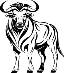 Fototapeta na wymiar Wildebeest Logo Monochrome Design Style