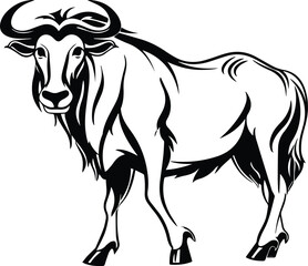 Wildebeest Logo Monochrome Design Style