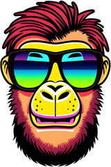 a Funny gorilla wearing sunglasses for t-shirt design
