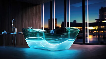 Futuristic Elegance: State-of-the-Art Bathtub in a Modern Bathroom Generative AI 1