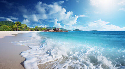 beautiful beach with clear sea and blue sky on sunny day. 
