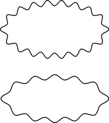 Starburst line sticker - collection of special offer sale oval and round shaped sunburst labels and badges. Promo stickers with star edges. Vector.