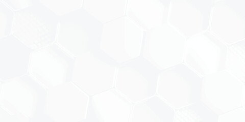 Hexagon Blocks Structure White Vector Abstract Background. Three-Dimensional Science Technologic Hexagonal Pattern Light Conceptual Minimalist. Hexagon white Background.