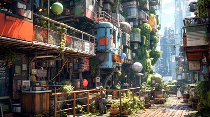 city scape, digital art illustration