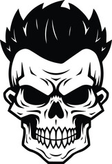Skull Mascot Logo Monochrome Design Style